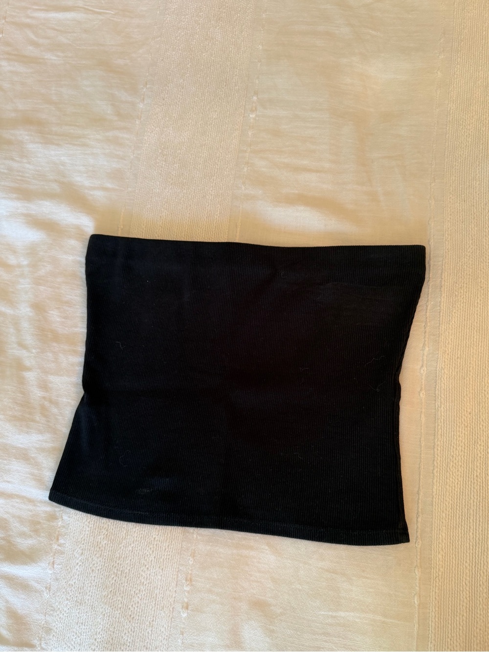 Mango Black Ribbed Strapless Top